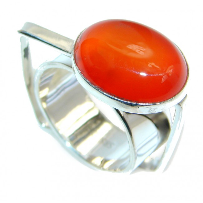 Precious Orange Carnelian Sterling Silver ring s. 7