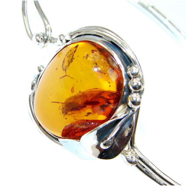 Beautiful Genuine Handcrafted Polish Amber Sterling Silver Bracelet / Cuff
