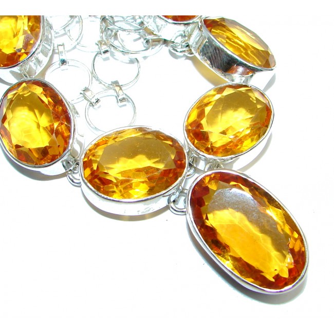 Mexican Summer Created Citrine Sterling Silver handmade Necklace