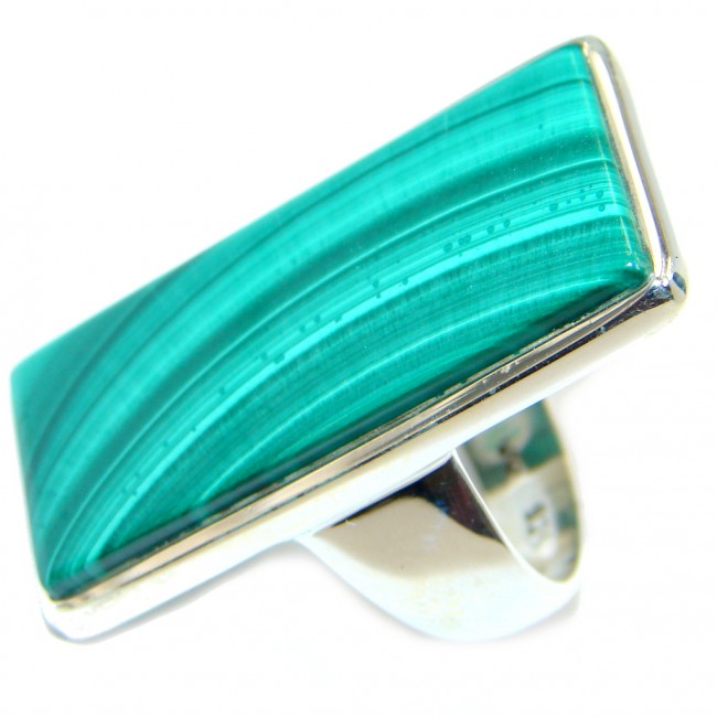 Big Natural AAA Green Malachite Sterling Silver ring s. 7 1/4