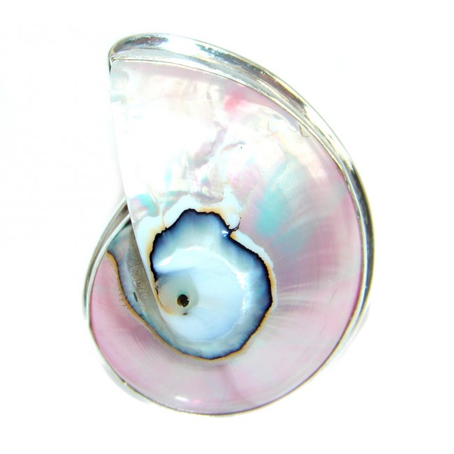 Genuine Pink Ocean Shell Sterling Silver Ring s. 6 1/4