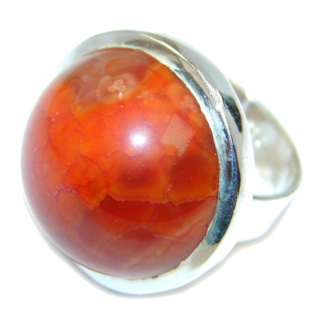 Genuine Mexican Fire Agate Gold over Sterling Silver ring s. 6 1/4