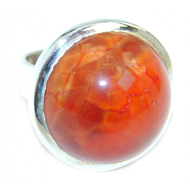 Genuine Mexican Fire Agate Gold over Sterling Silver ring s. 6 1/4