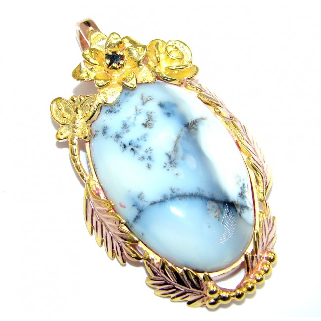 Perfect Dendritic Agate Gold plated over Sterling Silver Pendant