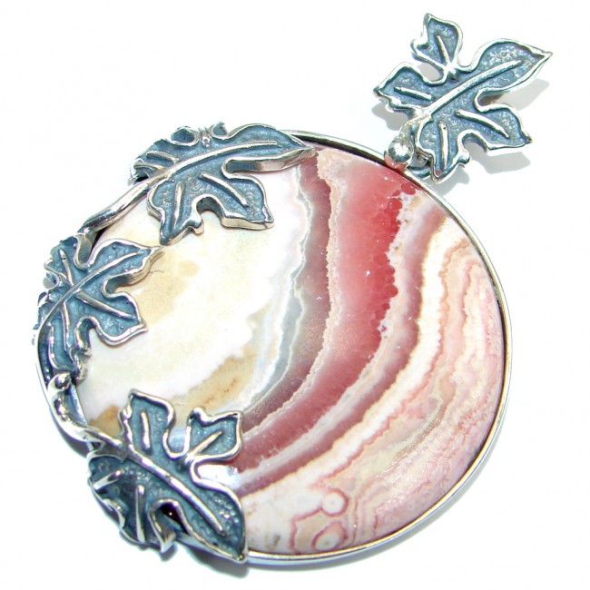 Vintage Design AAA Rhodochrosite plated over Sterling Silver Pendant