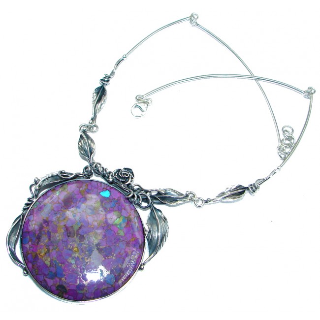 Great Quality Purple Turquoise Oxidized Sterling Silver handmade Necklace