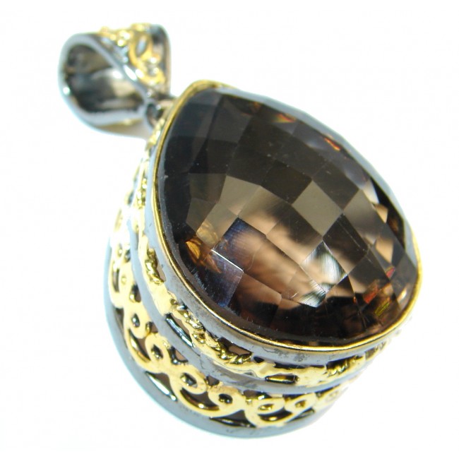 Vintage Style Smoky Topaz Gold plated over Sterling Silver Pendant