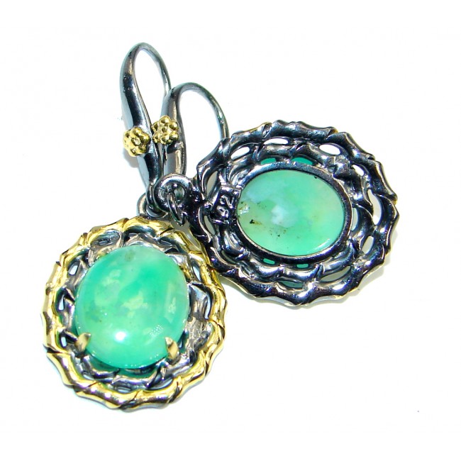 Moss Prehnite Gold Rhodium plated over Sterling Silver earrings