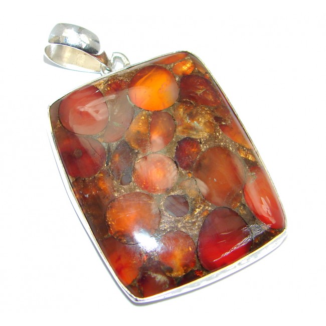 Crashed Cranelian with Copper vains Sterling Silver Pendant