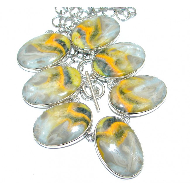 Aura Of Beauty natural Bumble Bee Jasper Sterling Silver handmade Necklace