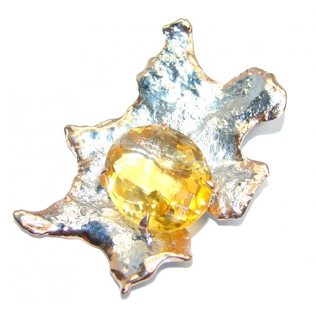 Sun Genuine Citrine Gold plated over Sterling Silver Pendant