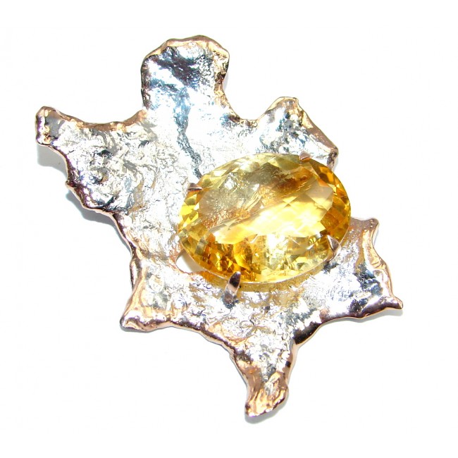 Sun Genuine Citrine Gold plated over Sterling Silver Pendant