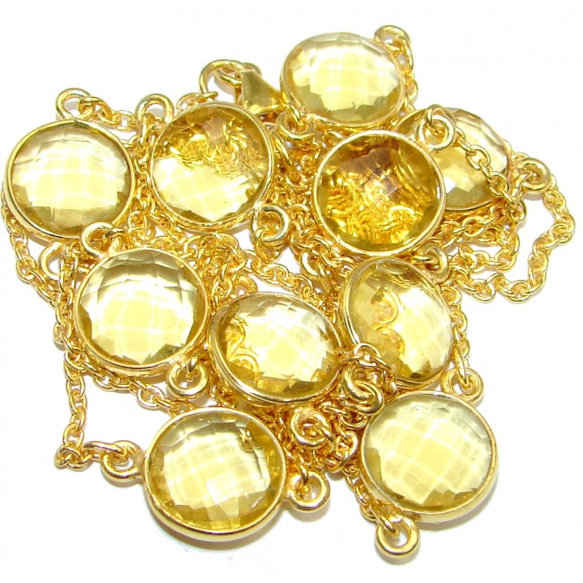 36 inches simulated Citrine Gold plated over Sterling Silver handmade Necklace