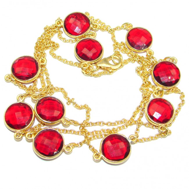 36 inches simulated Garnet Gold plated over Sterling Silver Necklace