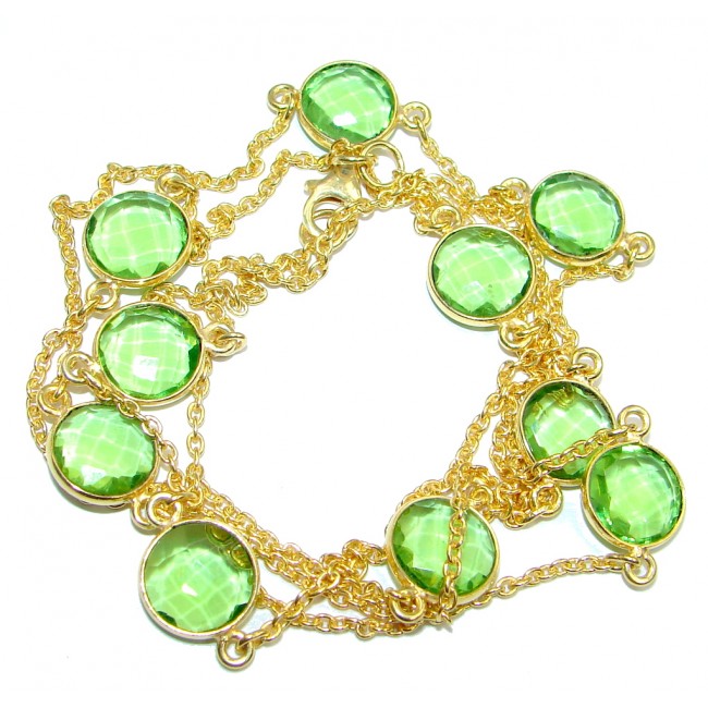 36 inches simulated Peridot Rose Gold plated over Sterling Silver handmade Necklace