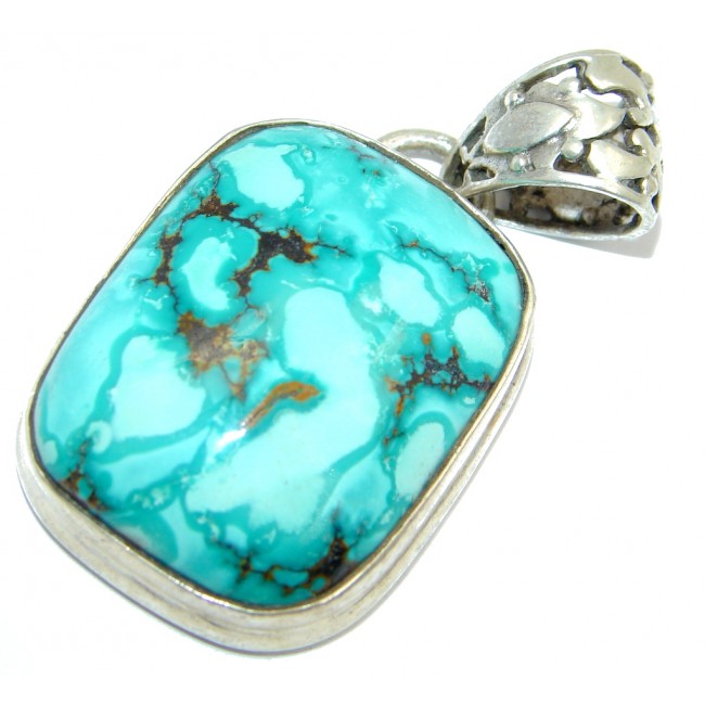 Classic Stormy Mountain Turquoise Sterling Silver handmade Pendant