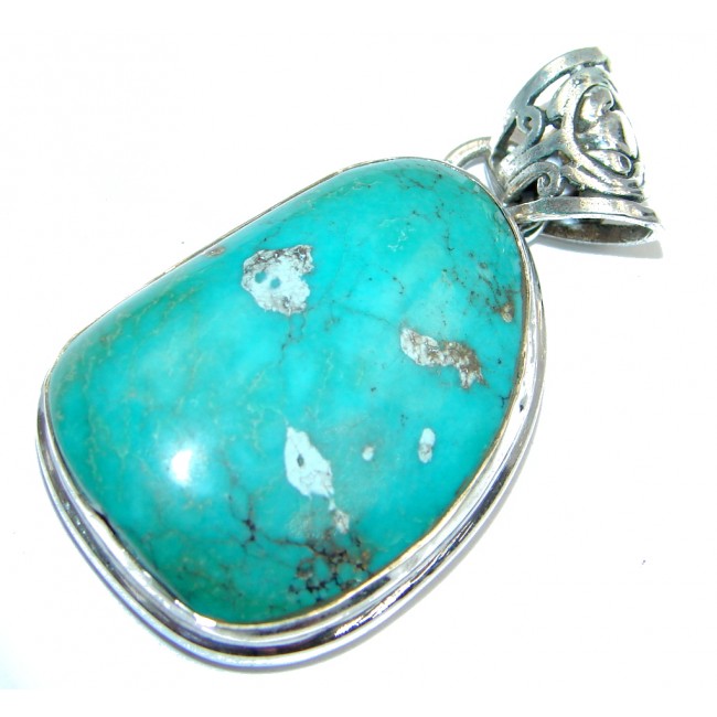 Classic Nevada Blue Turquoise Sterling Silver handmade Pendant