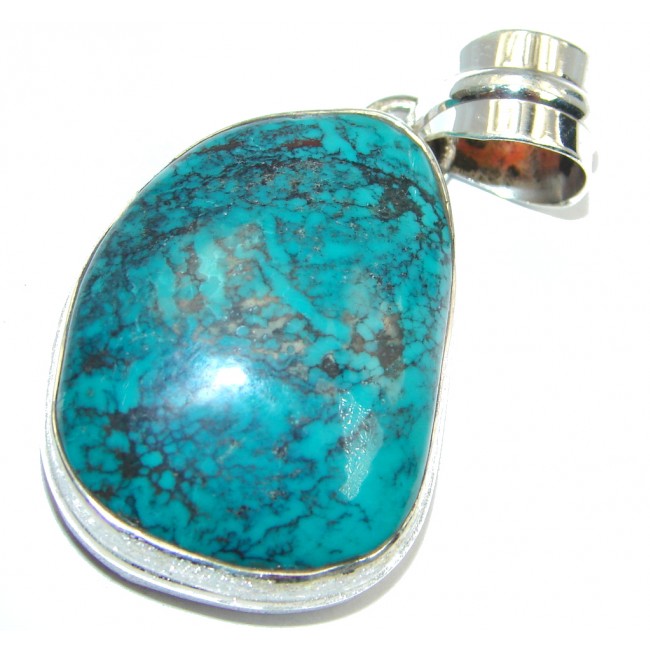Electric Blue Ithaca Peak Turquoise with Pyrite Matrix Sterling Silver handmade Pendant