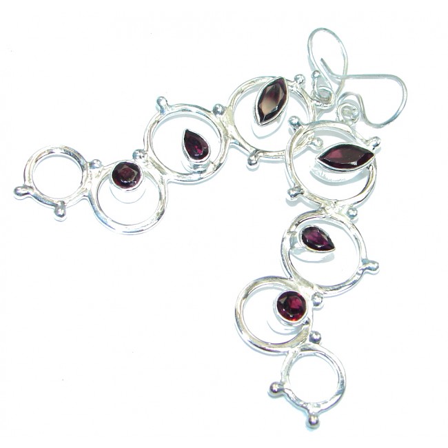 Bali Art Red Garnet Sterling Silver handmade earrings