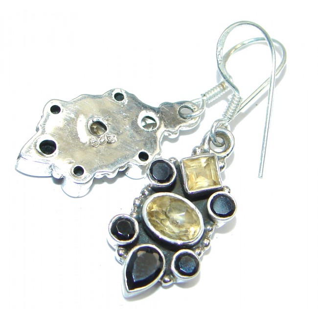Perfect Onyx Citrine Sterling Silver handmade earrings