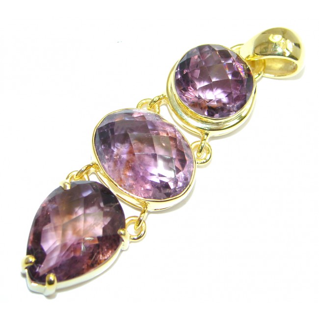 Vintage Style Authentic Amethyst Gold plated over Sterling Silver Pendant