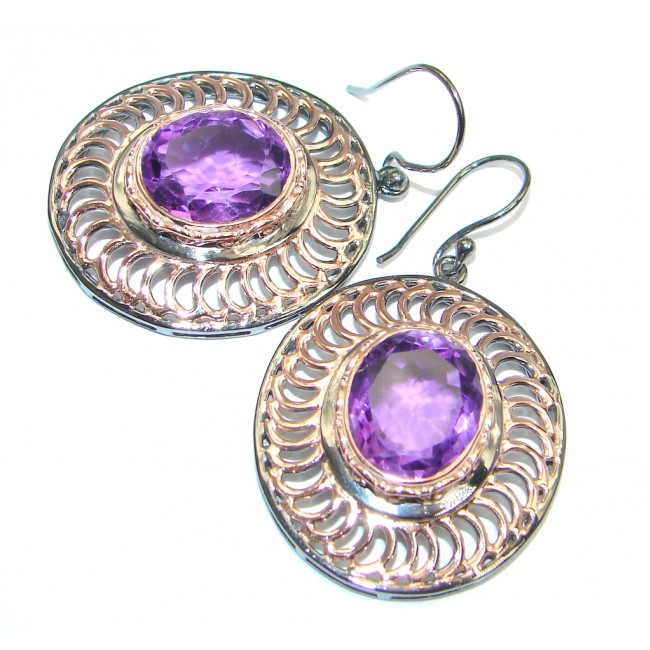 simulated Amethyst Rose Gold Rhodium plated over Sterling Silver handmade earrings