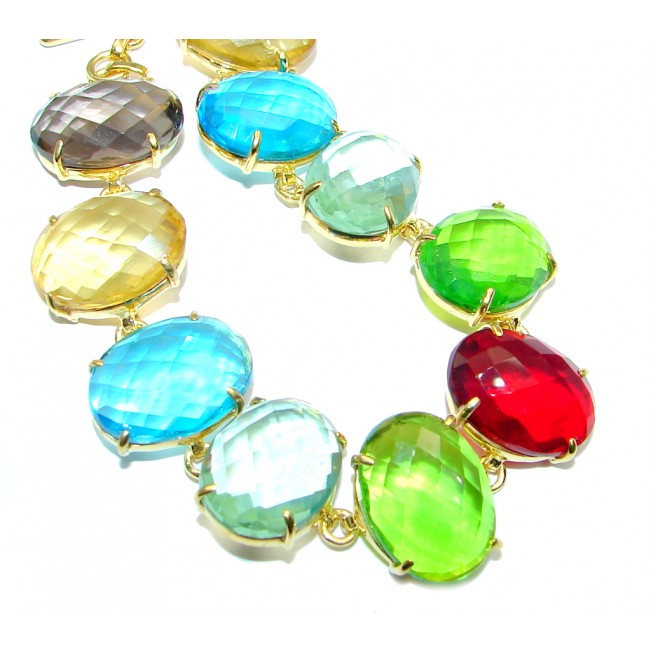 Luxury simulated Multigem Gold plated with Sterling Silver handmade Bracelet
