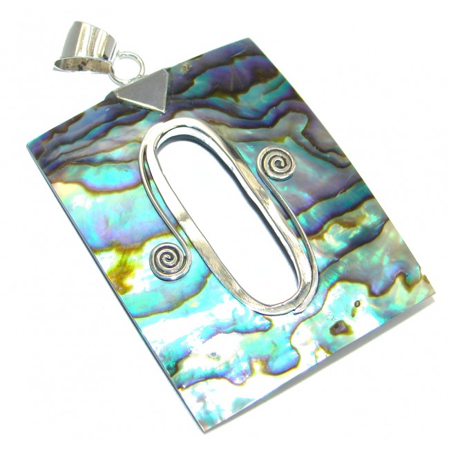 Natural Rainbow Abalone Sterling Silver handcrafted Pendant