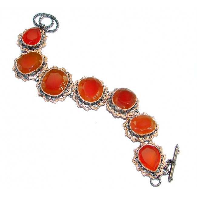 Sunset in Bali Carnelian Rose Gold plated over Sterling Silver handcrafted Bracelet