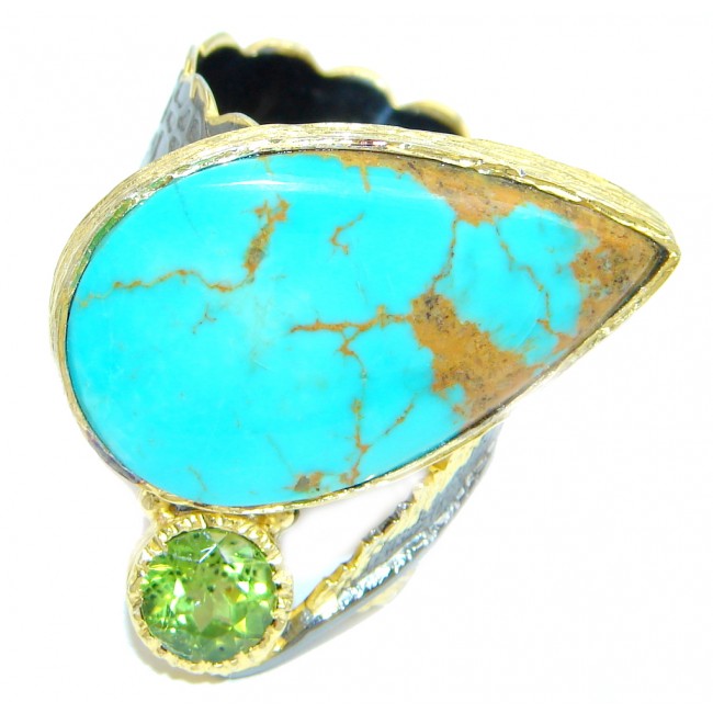 Corrico Lake Turquoise Rhodium Gold Plated over Sterling Silver ring s. 8