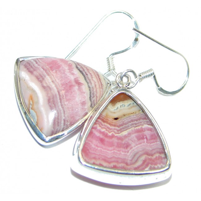 Pink Argentinian Rhodochrosite Sterling Silver handmade earrings