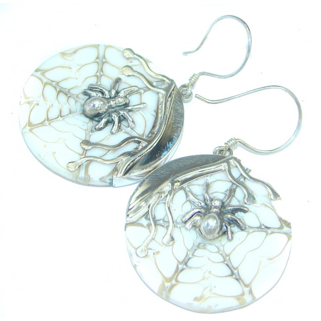 Spider's Web Ocean Shell Sterling Silver handmade earrings