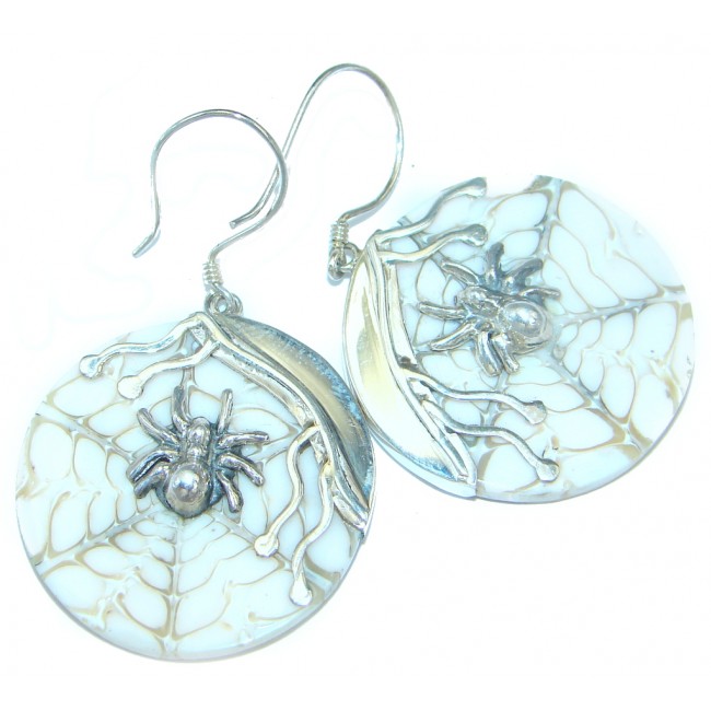 Spider's Web Ocean Shell Sterling Silver handmade earrings