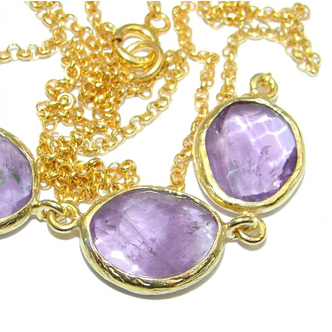 Genuine Amethyst Gold plated over Sterling Silver handcrafted necklace