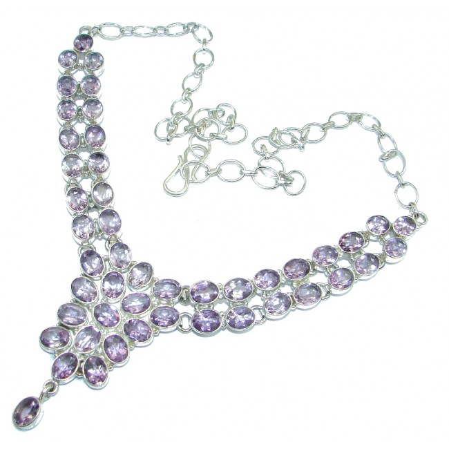 Amazing Genuine Amethyst Sterling Silver handmade Necklace
