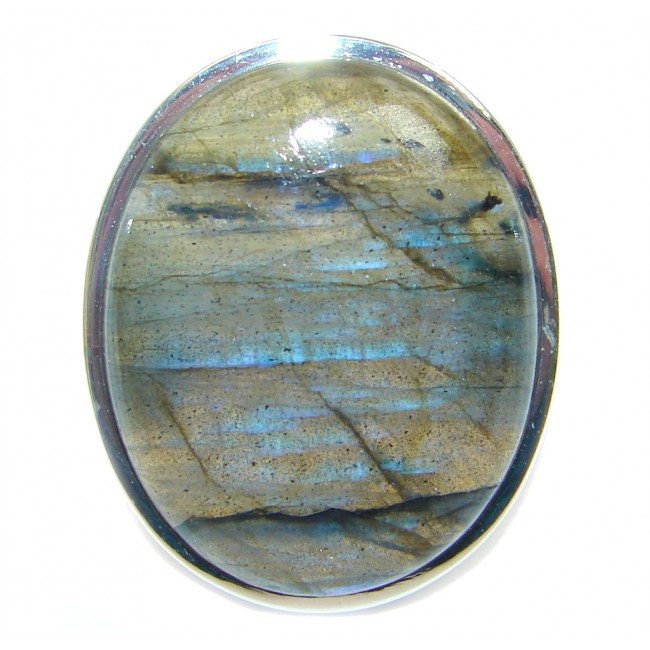 Blue Aura Fire Labradorite Sterling Silver ring size 8 1/2