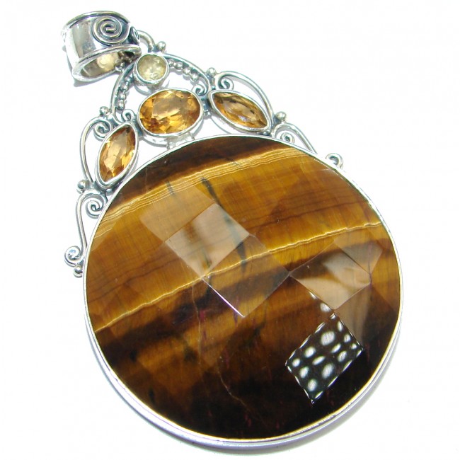 Golden Tigers Eye Citrine Sterling Silver handcrafted Pendant