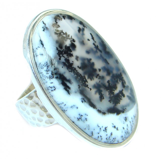 Snow Queen AAA Dendritic Agate Sterling Silver hancrafted Ring s. 8