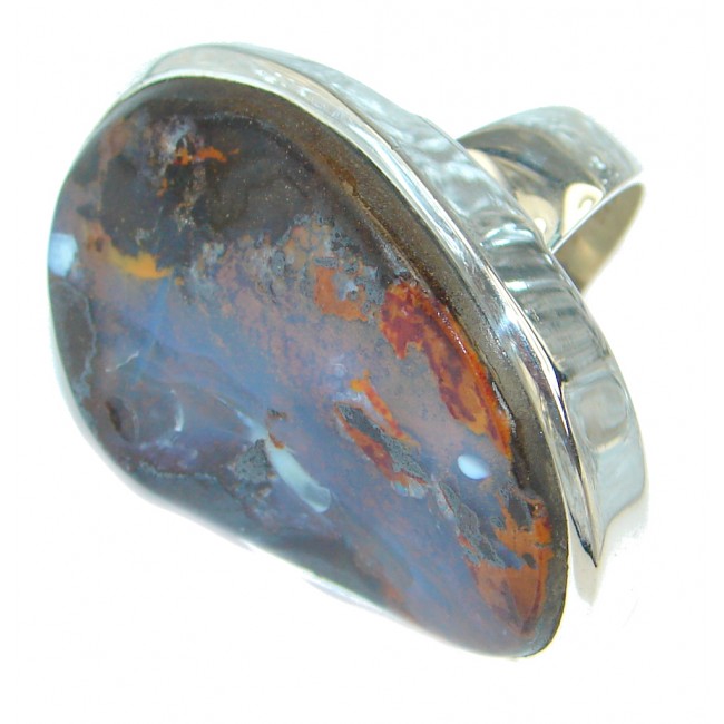 Large Classic Beauty Boulder Opal Sterling Silver ring size 8 1/4