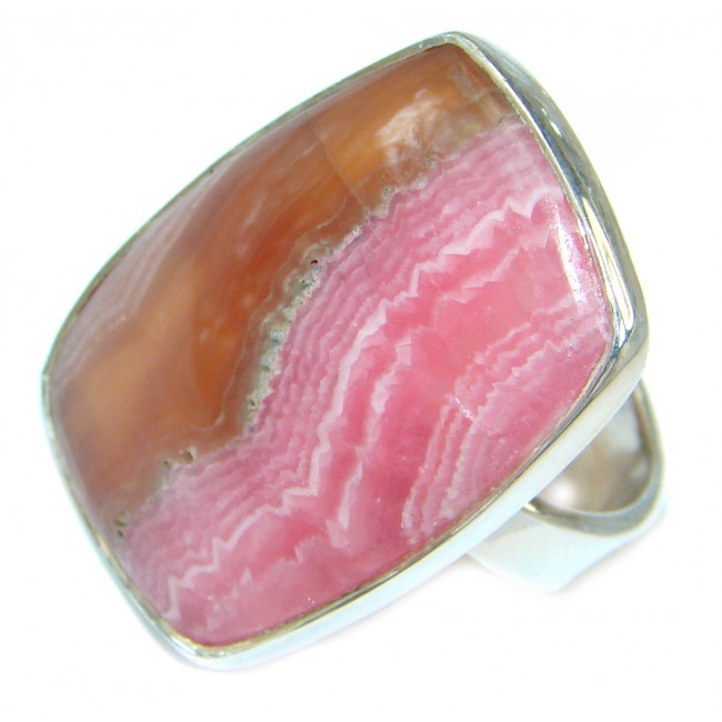 Great quality Pink Rhodochrosite Sterling Silver Ring size 6 1/4