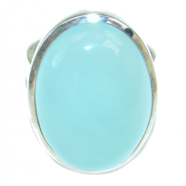 Perfect Aqua Agate Sterling Silver Ring s. 9
