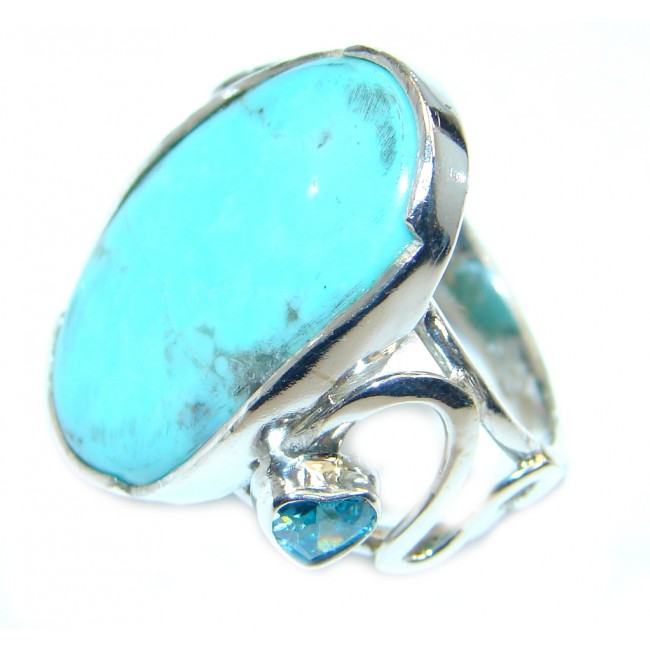 Sleeping Beauty Turquoise Sterling Silver ring size adjustable