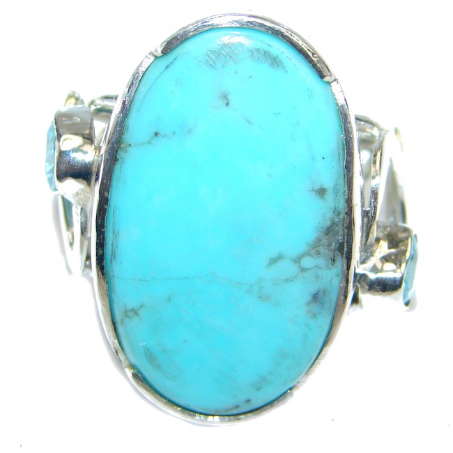 Sleeping Beauty Turquoise Sterling Silver ring size adjustable