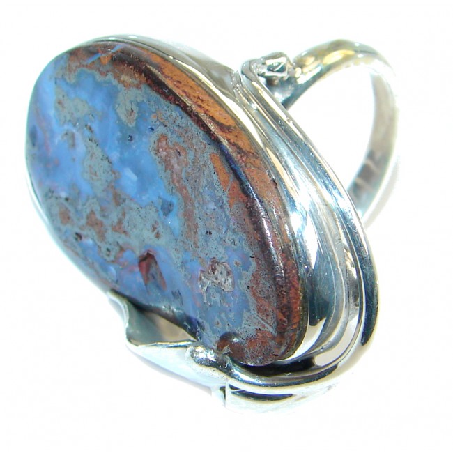 Large Australian Beauty Boulder Opal Sterling Silver ring size adjustable