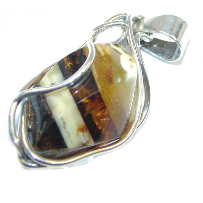 Amazing natural Baltic Amber Sterling Silver handmade Pendant