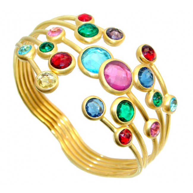 Luxury Paradise simulated Gemstones Gold plated over Sterling Silver Bracelet