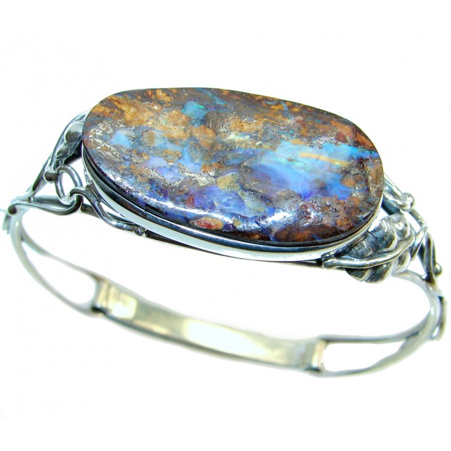 Norwegian Northern Lights AAA Boulder Opal handcrafted Sterling Silver Bracelet / Cuff