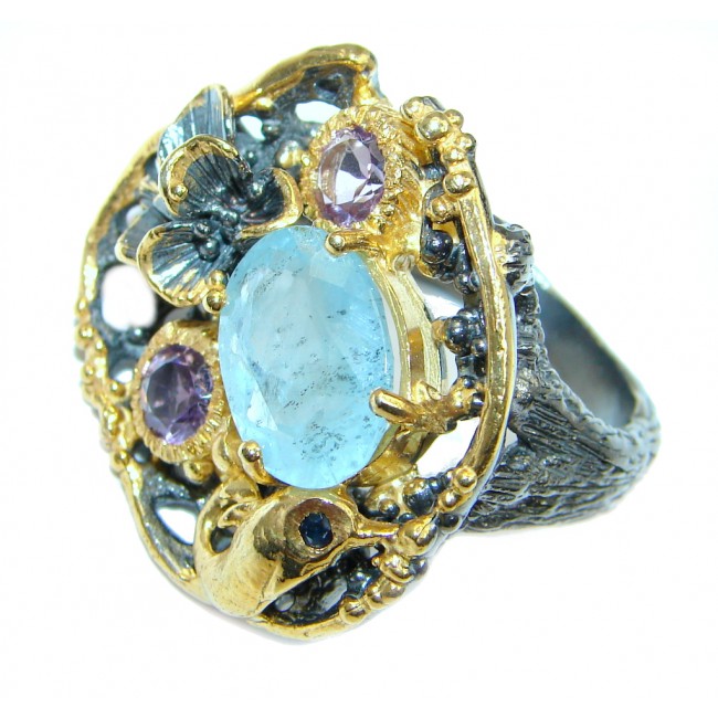 Passiom Fruit Natural 8 ct. Aquamarine Gold Plated over Sterling Silver Ring s. 8