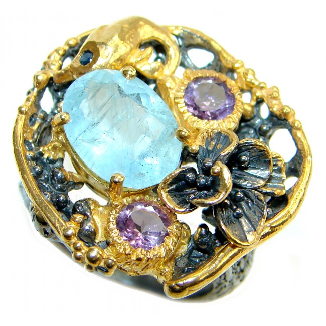 Passiom Fruit Natural 8 ct. Aquamarine Gold Plated over Sterling Silver Ring s. 8