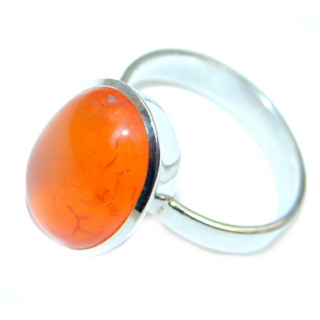 Precious Orange Carnelian Sterling Silver ring s. 10